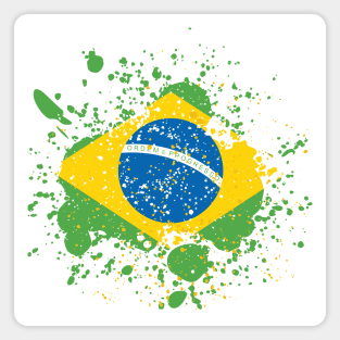 Grunge Brazilian Flag Magnet